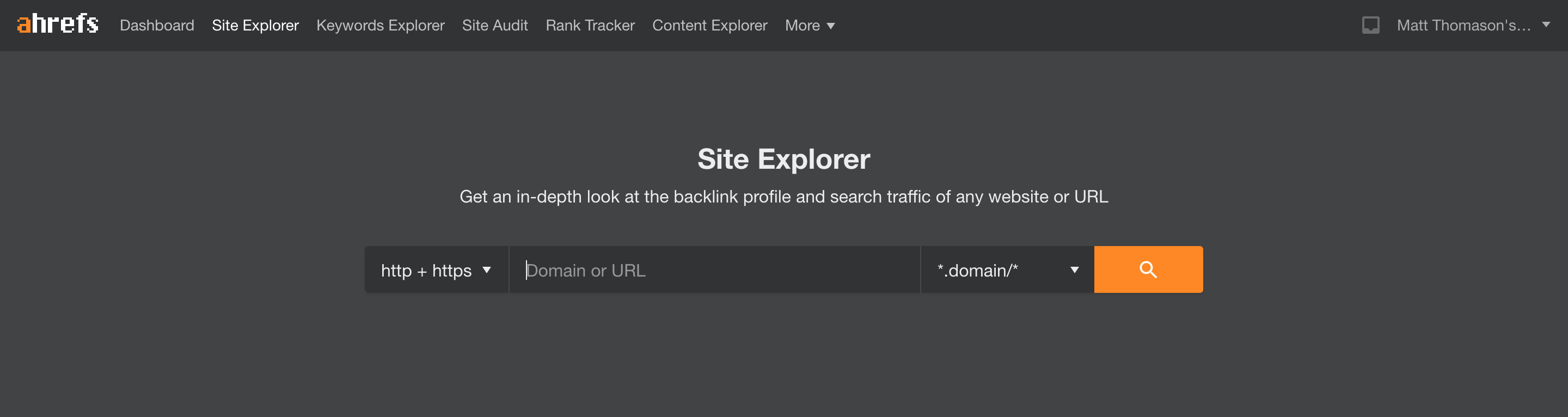 site explorer in ahrefs webmaster tools